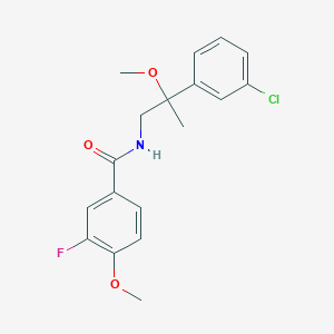 molecular formula C18H19ClFNO3 B2800408 N-[2-(3-chlorophenyl)-2-methoxypropyl]-3-fluoro-4-methoxybenzamide CAS No. 1795442-90-8