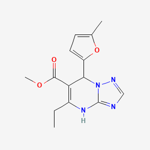 molecular formula C14H16N4O3 B2800414 Methyl 5-ethyl-7-(5-methylfuran-2-yl)-4,7-dihydro-[1,2,4]triazolo[1,5-a]pyrimidine-6-carboxylate CAS No. 941943-56-2