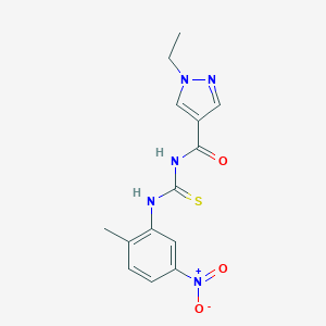 molecular formula C14H15N5O3S B280043 N-[(1-ETHYL-1H-PYRAZOL-4-YL)CARBONYL]-N'-(2-METHYL-5-NITROPHENYL)THIOUREA 