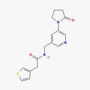 molecular formula C16H17N3O2S B2800432 N-((5-(2-oxopyrrolidin-1-yl)pyridin-3-yl)methyl)-2-(thiophen-3-yl)acetamide CAS No. 2034388-02-6