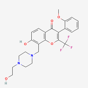 molecular formula C24H25F3N2O5 B2800433 7-hydroxy-8-((4-(2-hydroxyethyl)piperazin-1-yl)methyl)-3-(2-methoxyphenyl)-2-(trifluoromethyl)-4H-chromen-4-one CAS No. 843671-79-4