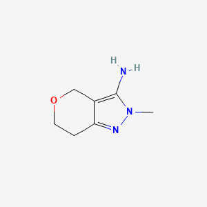 molecular formula C7H11N3O B2800439 2-Methyl-2,4,6,7-tetrahydropyrano[4,3-C]pyrazol-3-amine CAS No. 1513130-41-0