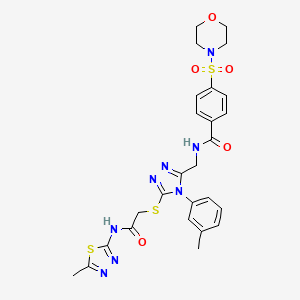 molecular formula C26H28N8O5S3 B2800442 N-{[5-({[(5-METHYL-1,3,4-THIADIAZOL-2-YL)CARBAMOYL]METHYL}SULFANYL)-4-(3-METHYLPHENYL)-4H-1,2,4-TRIAZOL-3-YL]METHYL}-4-(MORPHOLINE-4-SULFONYL)BENZAMIDE CAS No. 310427-47-5