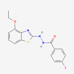 molecular formula C16H14FN3O2S B2800444 N'-(4-ethoxy-1,3-benzothiazol-2-yl)-4-fluorobenzohydrazide CAS No. 851978-57-9
