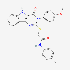 molecular formula C26H22N4O3S B2800448 2-((3-(4-methoxyphenyl)-4-oxo-4,5-dihydro-3H-pyrimido[5,4-b]indol-2-yl)thio)-N-(p-tolyl)acetamide CAS No. 536707-38-7