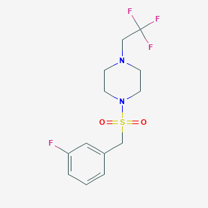 molecular formula C13H16F4N2O2S B2800455 1-((3-Fluorobenzyl)sulfonyl)-4-(2,2,2-trifluoroethyl)piperazine CAS No. 1235013-05-4