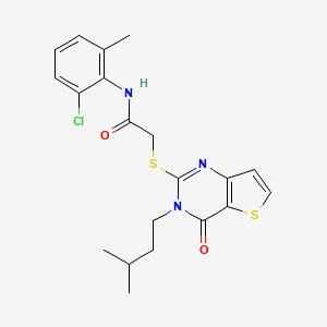 molecular formula C20H22ClN3O2S2 B2800463 N-(2-chloro-6-methylphenyl)-2-{[3-(3-methylbutyl)-4-oxo-3,4-dihydrothieno[3,2-d]pyrimidin-2-yl]sulfanyl}acetamide CAS No. 1252817-25-6