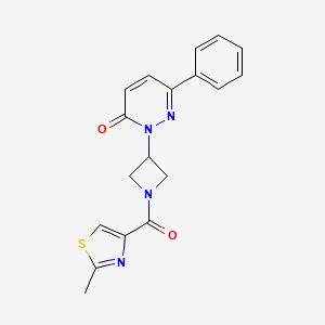 molecular formula C18H16N4O2S B2800474 2-[1-(2-Methyl-1,3-thiazole-4-carbonyl)azetidin-3-yl]-6-phenyl-2,3-dihydropyridazin-3-one CAS No. 2380171-82-2
