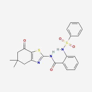 molecular formula C22H21N3O4S2 B2800483 N-(5,5-dimethyl-7-oxo-4,5,6,7-tetrahydrobenzo[d]thiazol-2-yl)-2-(phenylsulfonamido)benzamide CAS No. 898421-42-6