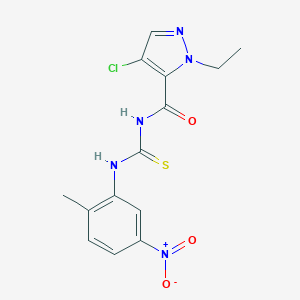 molecular formula C14H14ClN5O3S B280049 N-[(4-CHLORO-1-ETHYL-1H-PYRAZOL-5-YL)CARBONYL]-N'-(2-METHYL-5-NITROPHENYL)THIOUREA 