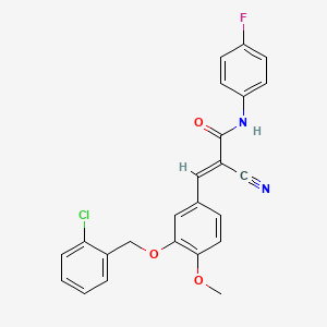 molecular formula C24H18ClFN2O3 B2800490 (2E)-3-{3-[(2-CHLOROPHENYL)METHOXY]-4-METHOXYPHENYL}-2-CYANO-N-(4-FLUOROPHENYL)PROP-2-ENAMIDE CAS No. 380478-25-1