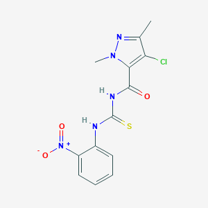 molecular formula C13H12ClN5O3S B280050 N-[(4-CHLORO-1,3-DIMETHYL-1H-PYRAZOL-5-YL)CARBONYL]-N'-(2-NITROPHENYL)THIOUREA 