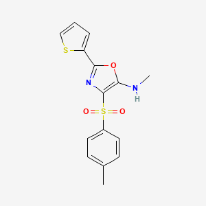 molecular formula C15H14N2O3S2 B2800502 N-methyl-4-(4-methylbenzenesulfonyl)-2-(thiophen-2-yl)-1,3-oxazol-5-amine CAS No. 342433-46-9