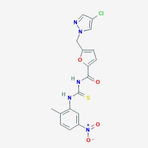 molecular formula C17H14ClN5O4S B280051 N-({5-[(4-CHLORO-1H-PYRAZOL-1-YL)METHYL]-2-FURYL}CARBONYL)-N'-(2-METHYL-5-NITROPHENYL)THIOUREA 