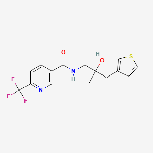 molecular formula C15H15F3N2O2S B2800576 N-{2-hydroxy-2-[(thiophen-3-yl)methyl]propyl}-6-(trifluoromethyl)pyridine-3-carboxamide CAS No. 2097858-31-4