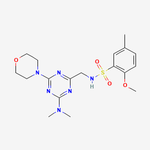 molecular formula C18H26N6O4S B2800590 N-((4-(dimethylamino)-6-morpholino-1,3,5-triazin-2-yl)methyl)-2-methoxy-5-methylbenzenesulfonamide CAS No. 2034357-89-4