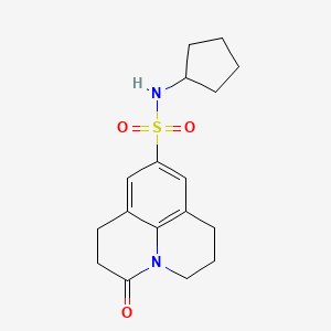 molecular formula C17H22N2O3S B2800593 N-cyclopentyl-2-oxo-1-azatricyclo[7.3.1.0^{5,13}]trideca-5,7,9(13)-triene-7-sulfonamide CAS No. 898464-54-5