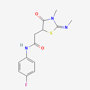 molecular formula C13H14FN3O2S B2800594 N-(4-FLUOROPHENYL)-2-[(2E)-3-METHYL-2-(METHYLIMINO)-4-OXO-1,3-THIAZOLIDIN-5-YL]ACETAMIDE CAS No. 352341-66-3