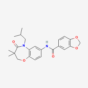 molecular formula C23H26N2O5 B2800614 N-(5-isobutyl-3,3-dimethyl-4-oxo-2,3,4,5-tetrahydrobenzo[b][1,4]oxazepin-7-yl)benzo[d][1,3]dioxole-5-carboxamide CAS No. 921522-92-1