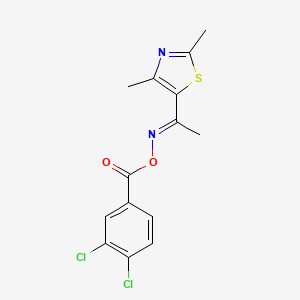 molecular formula C14H12Cl2N2O2S B2800619 N-[(3,4-dichlorobenzoyl)oxy]-N-[(E)-1-(2,4-dimethyl-1,3-thiazol-5-yl)ethylidene]amine CAS No. 477872-40-5