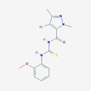 molecular formula C14H15BrN4O2S B280063 N-[(4-bromo-1,3-dimethyl-1H-pyrazol-5-yl)carbonyl]-N'-(2-methoxyphenyl)thiourea 