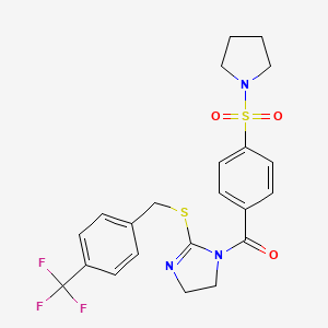 (4-(pyrrolidin-1-ylsulfonyl)phenyl)(2-((4-(trifluoromethyl)benzyl)thio)-4,5-dihydro-1H-imidazol-1-yl)methanone
