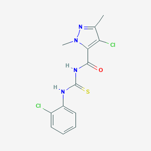 molecular formula C13H12Cl2N4OS B280065 N-[(4-chloro-1,3-dimethyl-1H-pyrazol-5-yl)carbonyl]-N'-(2-chlorophenyl)thiourea 
