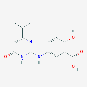 molecular formula C14H15N3O4 B2800654 2-Hydroxy-5-{[6-oxo-4-(propan-2-yl)-1,6-dihydropyrimidin-2-yl]amino}benzoic acid CAS No. 1417633-80-7