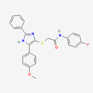 N-(4-fluorophenyl)-2-{[5-(4-methoxyphenyl)-2-phenyl-1H-imidazol-4-yl]sulfanyl}acetamide