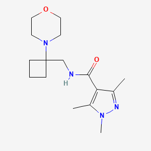 molecular formula C16H26N4O2 B2800678 1,3,5-trimethyl-N-{[1-(morpholin-4-yl)cyclobutyl]methyl}-1H-pyrazole-4-carboxamide CAS No. 2380095-80-5