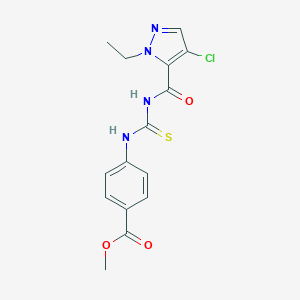 molecular formula C15H15ClN4O3S B280068 methyl 4-[({[(4-chloro-1-ethyl-1H-pyrazol-5-yl)carbonyl]amino}carbothioyl)amino]benzoate 