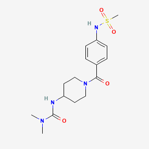 molecular formula C16H24N4O4S B2800701 3-[1-[4-(Methanesulfonamido)benzoyl]piperidin-4-yl]-1,1-dimethylurea CAS No. 1796796-50-3