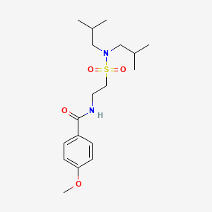 molecular formula C18H30N2O4S B2800705 N-(2-(N,N-diisobutylsulfamoyl)ethyl)-4-methoxybenzamide CAS No. 899979-49-8