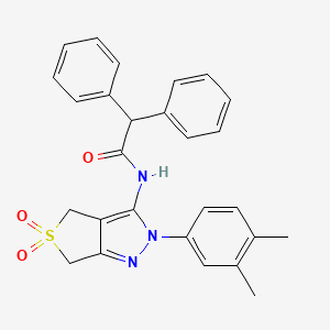 molecular formula C27H25N3O3S B2800706 N-(2-(3,4-dimethylphenyl)-5,5-dioxido-4,6-dihydro-2H-thieno[3,4-c]pyrazol-3-yl)-2,2-diphenylacetamide CAS No. 681267-83-4