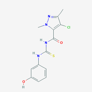 molecular formula C13H13ClN4O2S B280071 N-[(4-chloro-1,3-dimethyl-1H-pyrazol-5-yl)carbonyl]-N'-(3-hydroxyphenyl)thiourea 