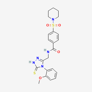 molecular formula C22H25N5O4S2 B2800710 N-[[4-(2-methoxyphenyl)-5-sulfanylidene-1H-1,2,4-triazol-3-yl]methyl]-4-piperidin-1-ylsulfonylbenzamide CAS No. 391888-47-4