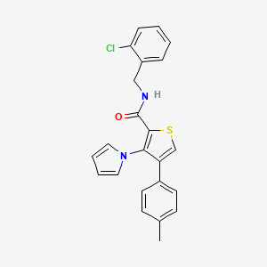 molecular formula C23H19ClN2OS B2800711 N-[(2-chlorophenyl)methyl]-4-(4-methylphenyl)-3-(1H-pyrrol-1-yl)thiophene-2-carboxamide CAS No. 1291832-11-5