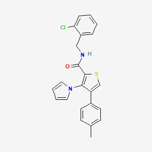 molecular formula C23H19ClN2OS B2800711 N-(2-chlorobenzyl)-4-(4-methylphenyl)-3-(1H-pyrrol-1-yl)thiophene-2-carboxamide CAS No. 1291832-11-5