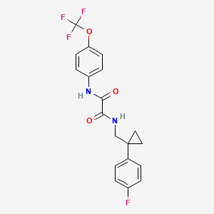molecular formula C19H16F4N2O3 B2800715 N-{[1-(4-fluorophenyl)cyclopropyl]methyl}-N'-[4-(trifluoromethoxy)phenyl]ethanediamide CAS No. 1049445-00-2