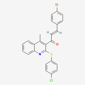 molecular formula C25H17BrClNOS B2800718 (2E)-3-(4-bromophenyl)-1-{2-[(4-chlorophenyl)sulfanyl]-4-methylquinolin-3-yl}prop-2-en-1-one CAS No. 400074-44-4