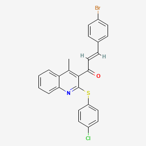 molecular formula C25H17BrClNOS B2800718 (E)-3-(4-bromophenyl)-1-[2-(4-chlorophenyl)sulfanyl-4-methylquinolin-3-yl]prop-2-en-1-one CAS No. 400074-44-4