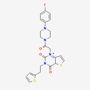molecular formula C24H23FN4O3S2 B2800724 1-{2-[4-(4-fluorophenyl)piperazin-1-yl]-2-oxoethyl}-3-[2-(thiophen-2-yl)ethyl]-1H,2H,3H,4H-thieno[3,2-d]pyrimidine-2,4-dione CAS No. 1261015-31-9