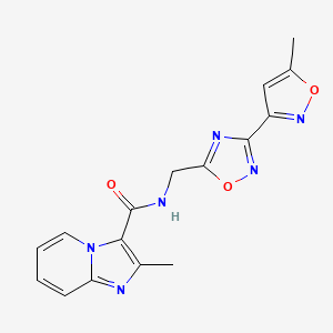molecular formula C16H14N6O3 B2800738 2-methyl-N-((3-(5-methylisoxazol-3-yl)-1,2,4-oxadiazol-5-yl)methyl)imidazo[1,2-a]pyridine-3-carboxamide CAS No. 2034505-31-0