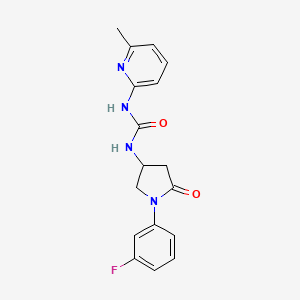 molecular formula C17H17FN4O2 B2800739 1-(1-(3-Fluorophenyl)-5-oxopyrrolidin-3-yl)-3-(6-methylpyridin-2-yl)urea CAS No. 894033-31-9