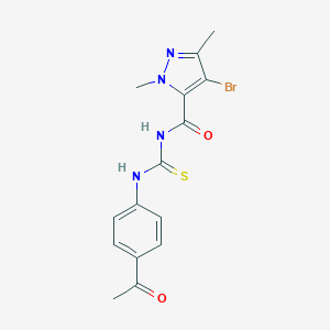 molecular formula C15H15BrN4O2S B280074 N-(4-acetylphenyl)-N'-[(4-bromo-1,3-dimethyl-1H-pyrazol-5-yl)carbonyl]thiourea 