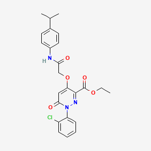 molecular formula C24H24ClN3O5 B2800741 Ethyl 1-(2-chlorophenyl)-4-(2-((4-isopropylphenyl)amino)-2-oxoethoxy)-6-oxo-1,6-dihydropyridazine-3-carboxylate CAS No. 899733-20-1