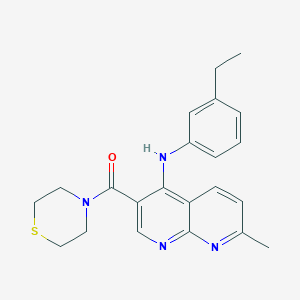 molecular formula C22H24N4OS B2800772 N-(3-ethylphenyl)-7-methyl-3-(thiomorpholine-4-carbonyl)-1,8-naphthyridin-4-amine CAS No. 1251543-92-6