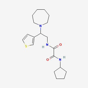 molecular formula C19H29N3O2S B2800775 N1-(2-(azepan-1-yl)-2-(thiophen-3-yl)ethyl)-N2-cyclopentyloxalamide CAS No. 946303-63-5