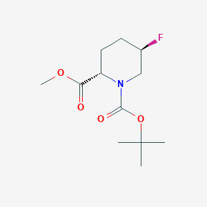 molecular formula C12H20FNO4 B2800777 rac-1-tert-butyl 2-methyl (2R,5S)-5-fluoropiperidine-1,2-dicarboxylate, trans CAS No. 2416219-39-9