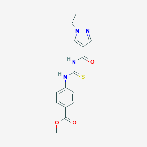 molecular formula C15H16N4O3S B280078 methyl 4-[({[(1-ethyl-1H-pyrazol-4-yl)carbonyl]amino}carbothioyl)amino]benzoate 